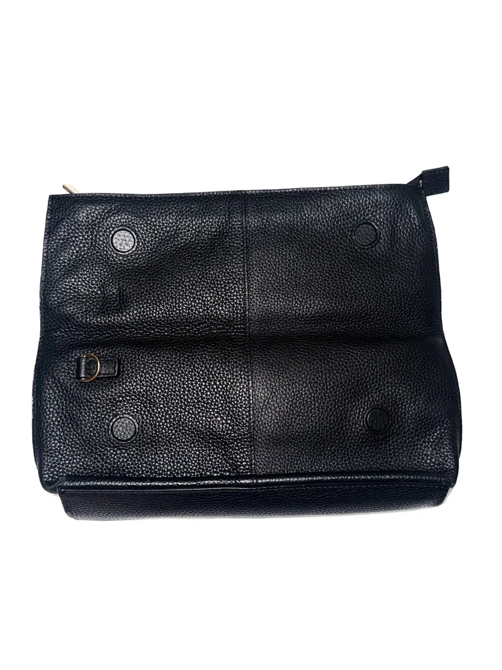 Ferre Milano Black Pebbled Leather Foldover Clutch Bag